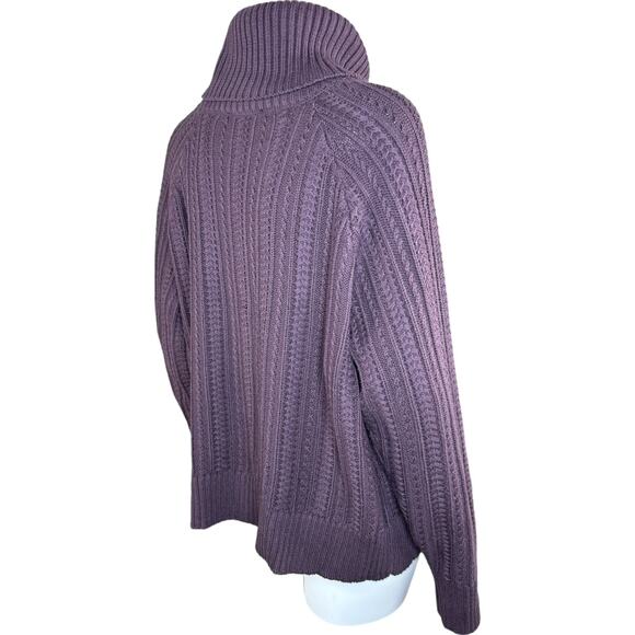 Studio Park Shawn Killinger Cold Shoulder Cable Knit Sweater Huckleberry Large - Picture 2 of 12